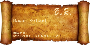 Badar Roland névjegykártya